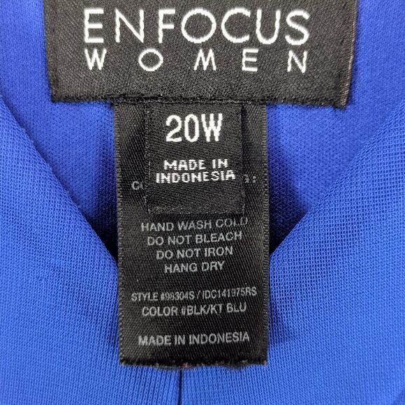 Enfocus Women's 20W Blue & Black Cocktail Dress, Flutter Sleeve, Plunge V Sequin - Picture 5 of 6